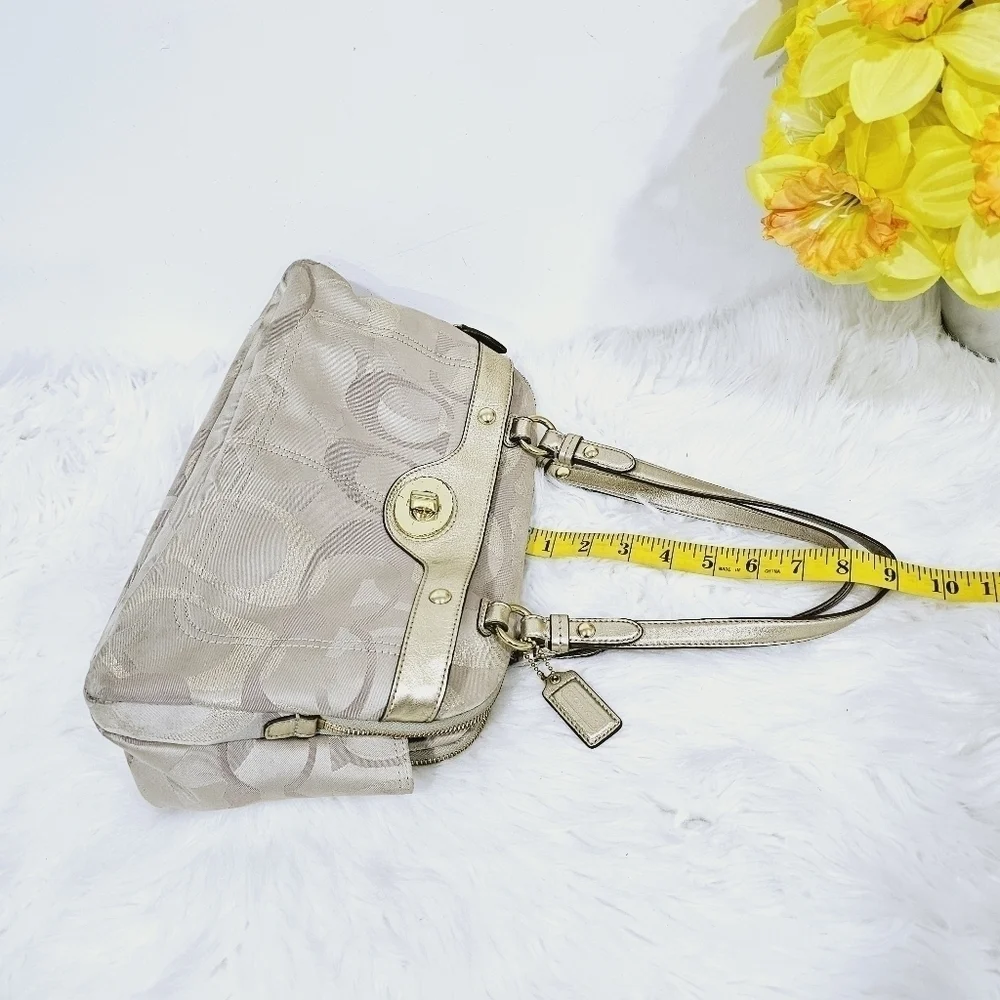Coach Penelope signature satchel handbag cream and gold